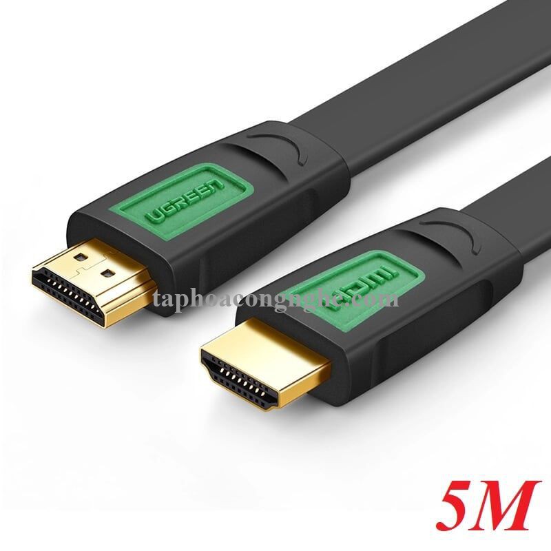 Ugreen 40473 5M màu Đen Cáp tín hiệu HDMI chuẩn 1.4 hỗ trợ phân giải 4K * 2K cáp dẹt HD101 30040473